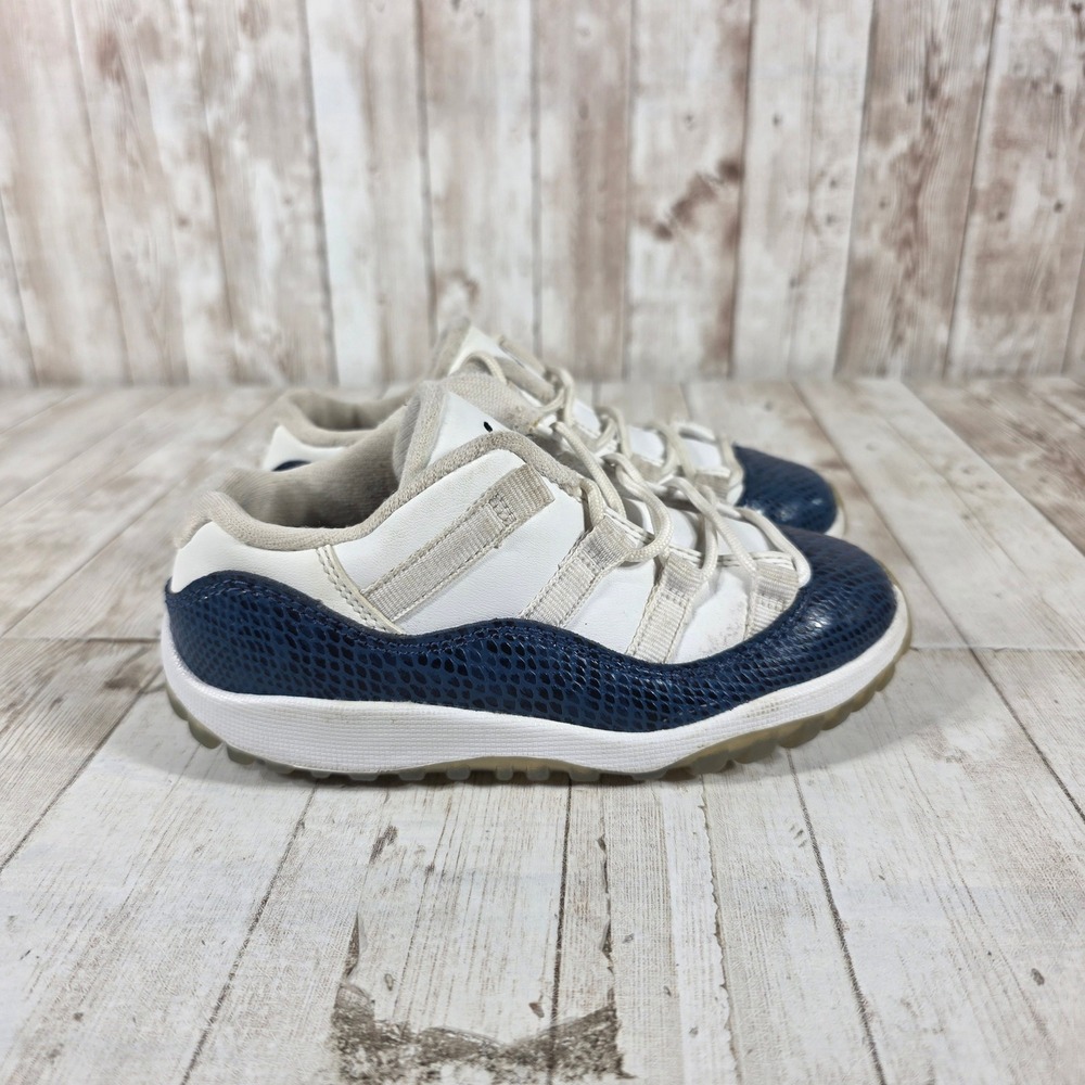 Jordan 11 Retro Low Blue Snakeskin 2019 White Navy Kids Sneakers 10C CD6849-102